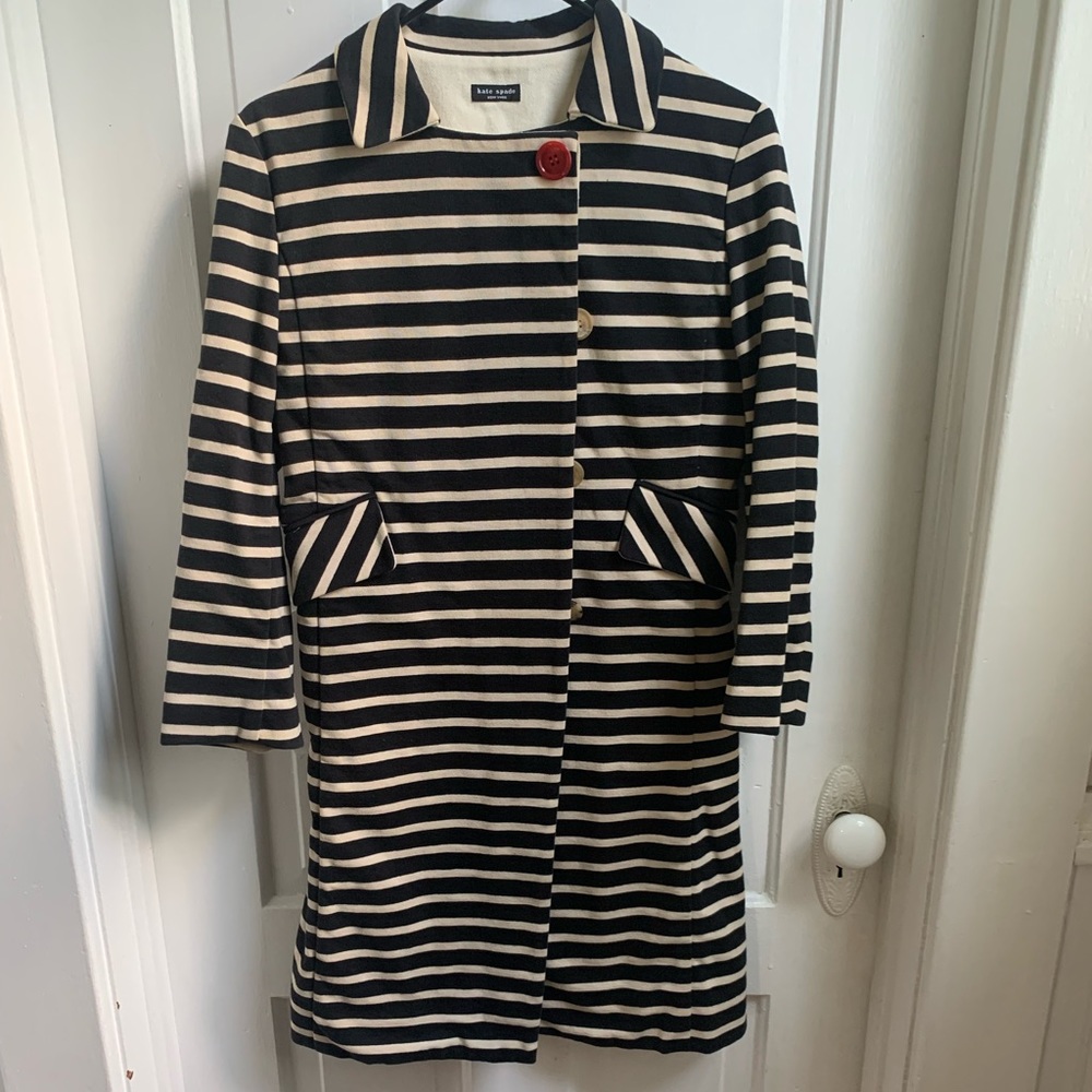 Kate Spade Striped Navy and Cream Jacket Size Small